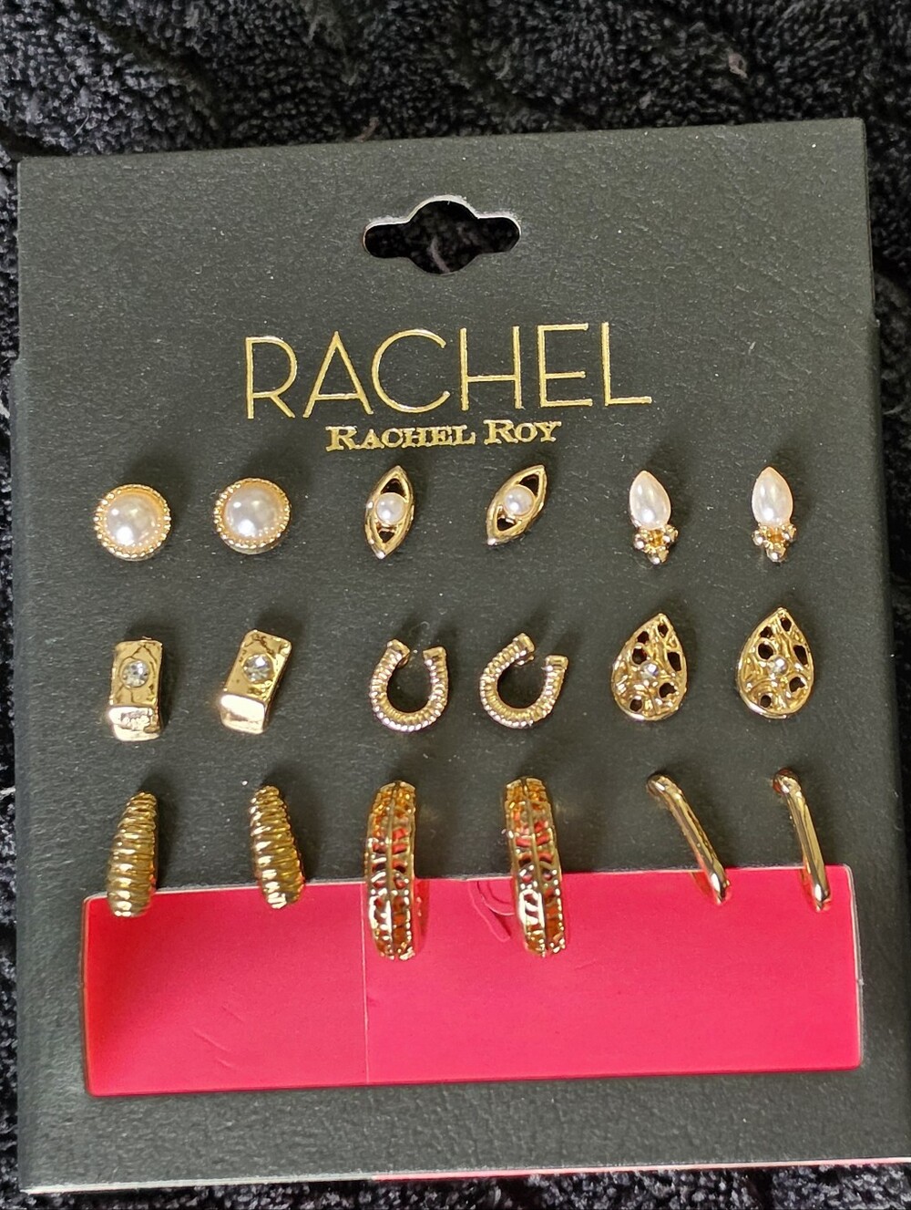 RACHEL Rachel Roy Gold Tone 12-Pair Earring Set with Pearl Accents NEW